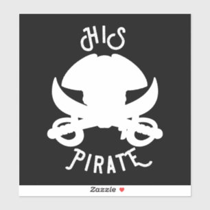 Pegatina Calavera y huesos cruzados pirata con espada Pegat