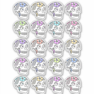 Pegatina Calaveras de azúcar con flores