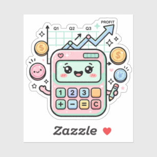 Pegatina Calculadora Kawaii Pastel Finanzas Estudiante Pega