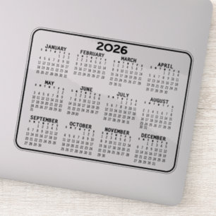 Pegatina Calendario 2025 - mini calendario en blanco y negr