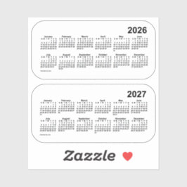 Pegatina Calendario 2026 transparente 2027, de Janz