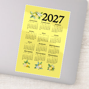 Pegatina Calendario 2027 al estilo italiano limones amarill