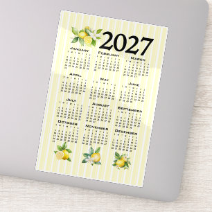 Pegatina Calendario 2027 al estilo italiano limones rayas a