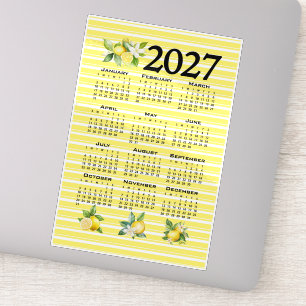 Pegatina Calendario 2027 estilo italiano limones rayas amar