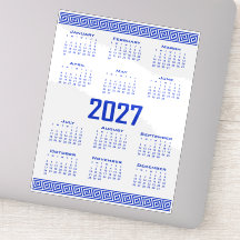 Calendario 2027, Falso Griego, Azul Griego sobre B