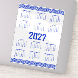 Pegatina Calendario 2027, Falso Griego, Azul Griego sobre B