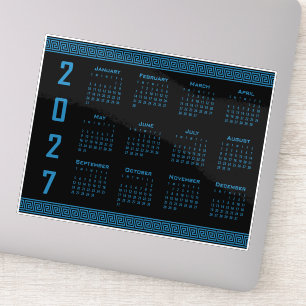 Pegatina Calendario 2027, Falso Griego, Cosmos Azul sobre N