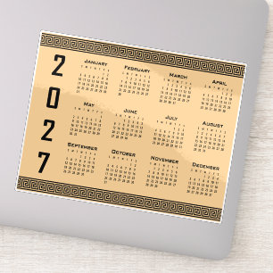 Pegatina Calendario 2027, Falso Griego, Negro sobre Beige