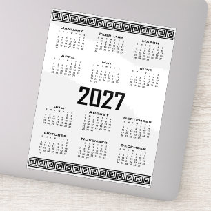 Pegatina Calendario 2027, Falso Griego, Negro sobre Blanco