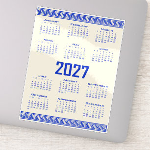 Pegatina Calendario 2027, Fret griego, Café cósmico azul gr
