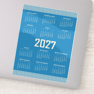 Pegatina Calendario 2027, Fret Griego, Cosmic Latte sobre A