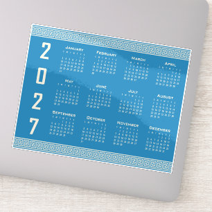 Pegatina Calendario 2027, Greca Griega, Cosmic Latte sobre