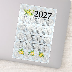 Pegatina Calendario 2027 Limones Azulejos Mediterráneos Ita