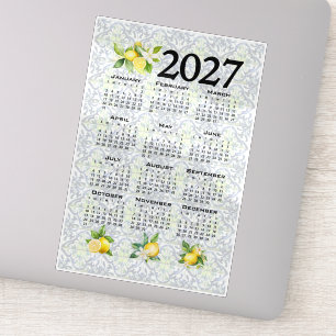 Pegatina Calendario 2027 Limones Azulejos Mediterráneos Ita