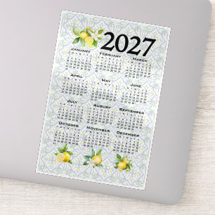 Pegatina Calendario 2027 Limones Azulejos Mediterráneos Ita