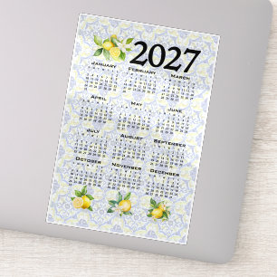 Pegatina Calendario 2027 Limones Azulejos Mediterráneos Ita