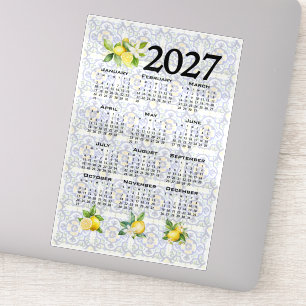 Pegatina Calendario 2027 Limones Azulejos Mediterráneos Ita