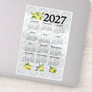 Pegatina Calendario 2027 Limones Italianos Azulejos Mediter
