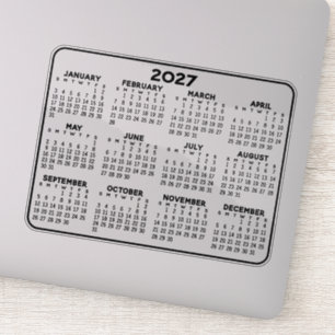 Pegatina Calendario 2027 - mini calendario en blanco y negr