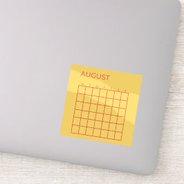 Pegatina Calendario amarillo rojo sin fecha de agosto para 