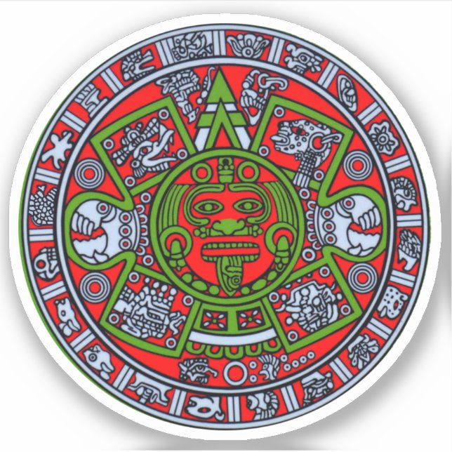 Pegatina Calendario azteco mexicano Sun Stone Chicano hispa (Anverso)