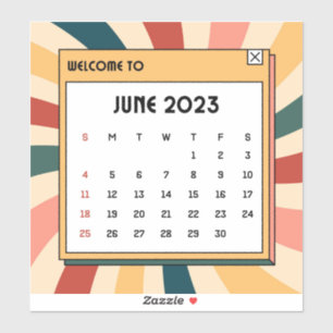Pegatina Calendario colorido retro de junio de 2023