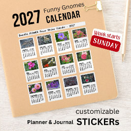 Pegatina Calendario de Fotos de Flores 2027 con Stickers de