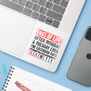 Pegatina Calendario de Hechos de la Vida Dice Humor WTF