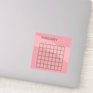 Pegatina Calendario de organización verde rosado sin fecha