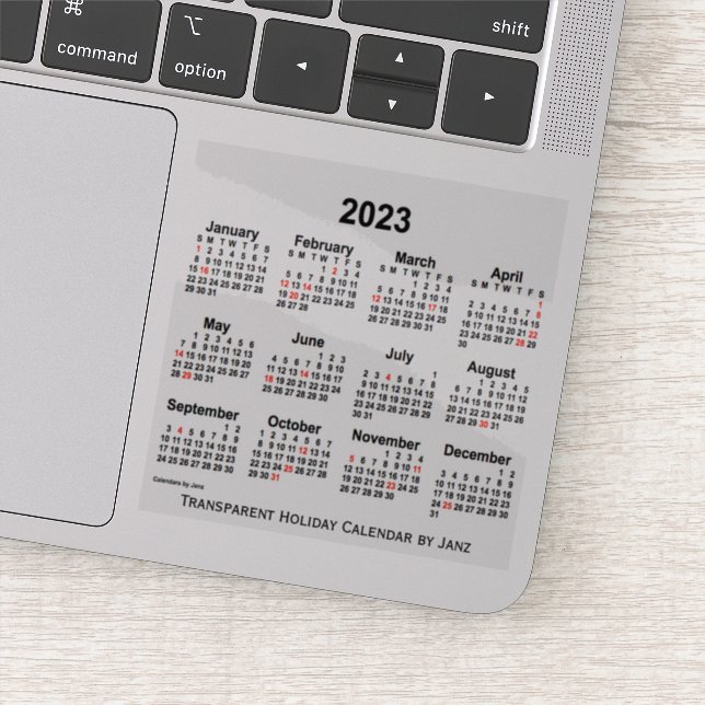 Pegatina Calendario de vacaciones transparente 2023 por Jan (Detalle)