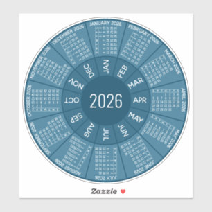 Pegatina Calendario del Círculo 2026 - Tonos modernos de az