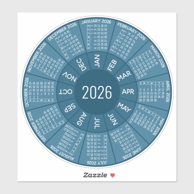 Pegatina Calendario del Círculo 2026 - Tonos modernos de az (Hoja)