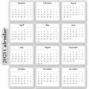 Pegatina Calendario del planificador 2021 en blanco y negro