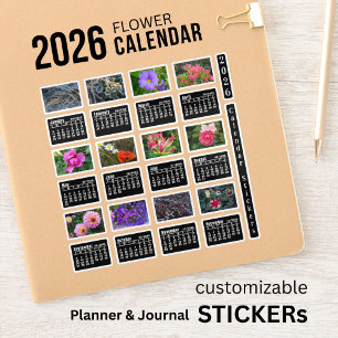 Pegatina Calendario Floral de vinilo personalizado 2026