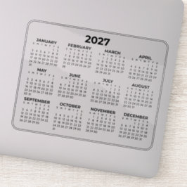 Pegatina Calendario Horizontal Portátil Año Completo 2027