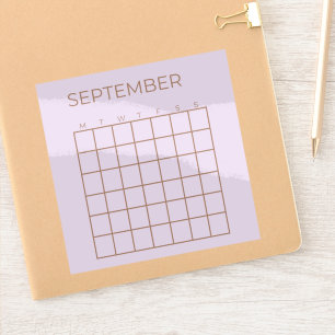 Pegatina Calendario Lilac de septiembre sin fecha para la o