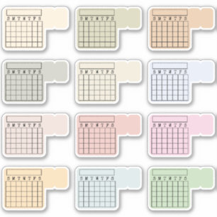 Pegatina Calendario mensual con pestaña de índice escribibl