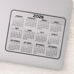 Pegatina Calendario - mini calendario en blanco y negro