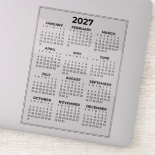 Pegatina Calendario Mini Simple de Todo el Año 2027