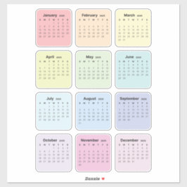 Pegatina Calendario Minimalista simple 2025 Mensual