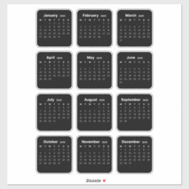 Pegatina Calendario Minimalista simple 2025 Mensual