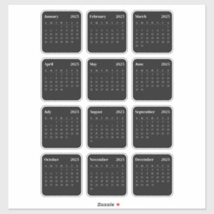 Pegatina Calendario Minimalista simple 2025 Mensual