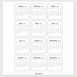 Pegatina Calendario Minimalista simple 2025 Mensual