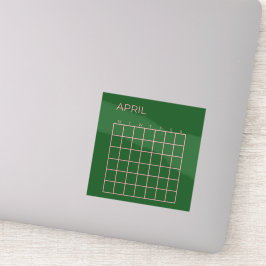 Pegatina Calendario sin fecha de abril verde rosado para la