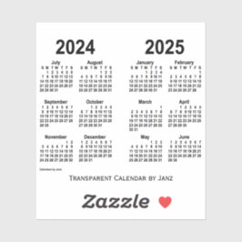 Pegatina Calendario transparente 2024-2025, por Janz