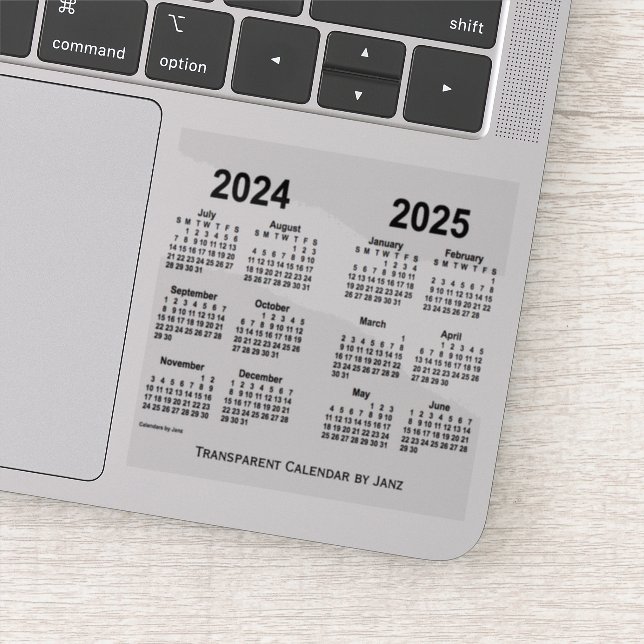 Pegatina Calendario transparente 2024-2025, por Janz (Detalle)