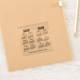 Pegatina Calendario transparente 2025-2026, por Janz