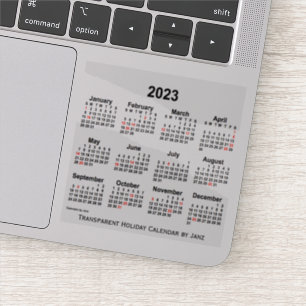 Pegatina Calendario transparente de vacaciones de 2023, de 