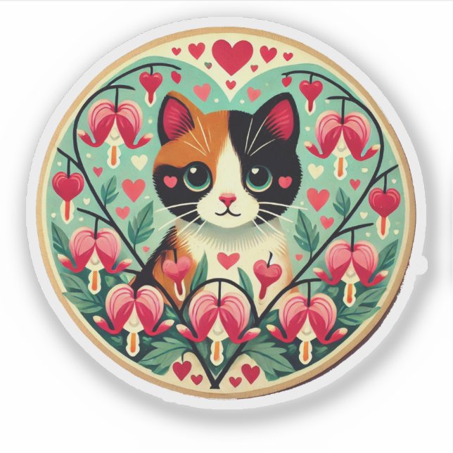 Pegatina Calico Cat love (Anverso)