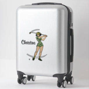 Pegatina Cálido para Golfing Personal Lady Golfer Green